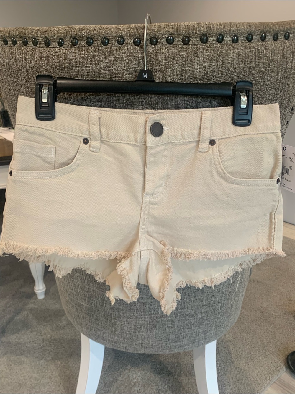 NWT! O’Neill Bowie whitecap denim shorts.  Cream/Bone/off white with Frayed Hem